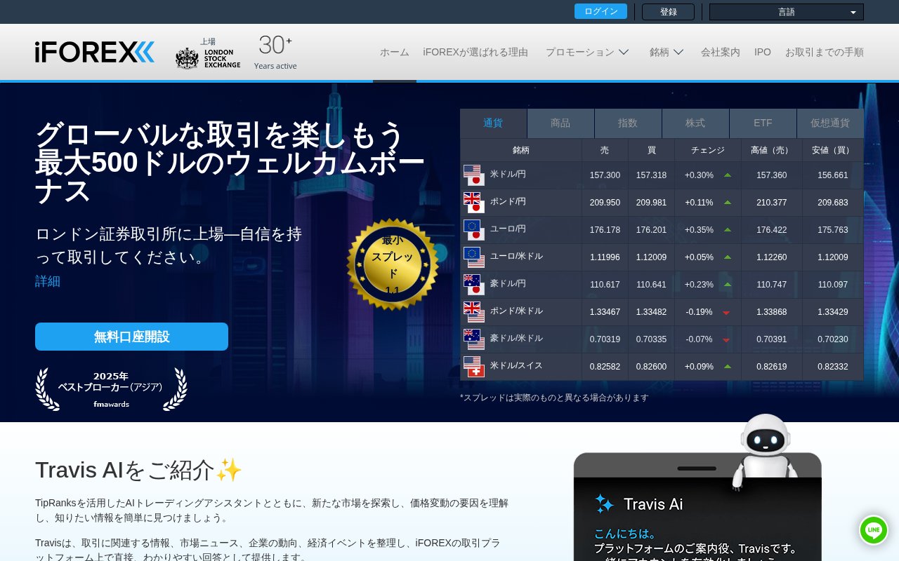iFOREX公式サイトのトップページ